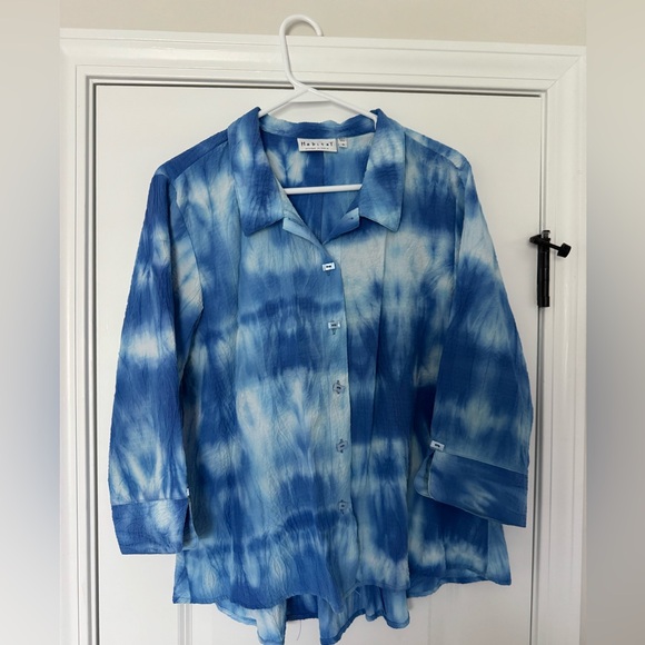 Habitat Tops - Habitat Blue Tie-Dye Shirt Ladies Top Size M